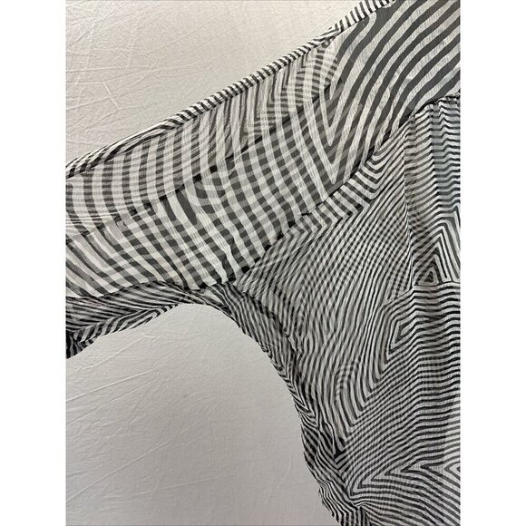 Isabel Marant Etoile Black Striped sheer 3/4 sleeve silk top Blouse sz 42 us MED - Picture 5 of 14